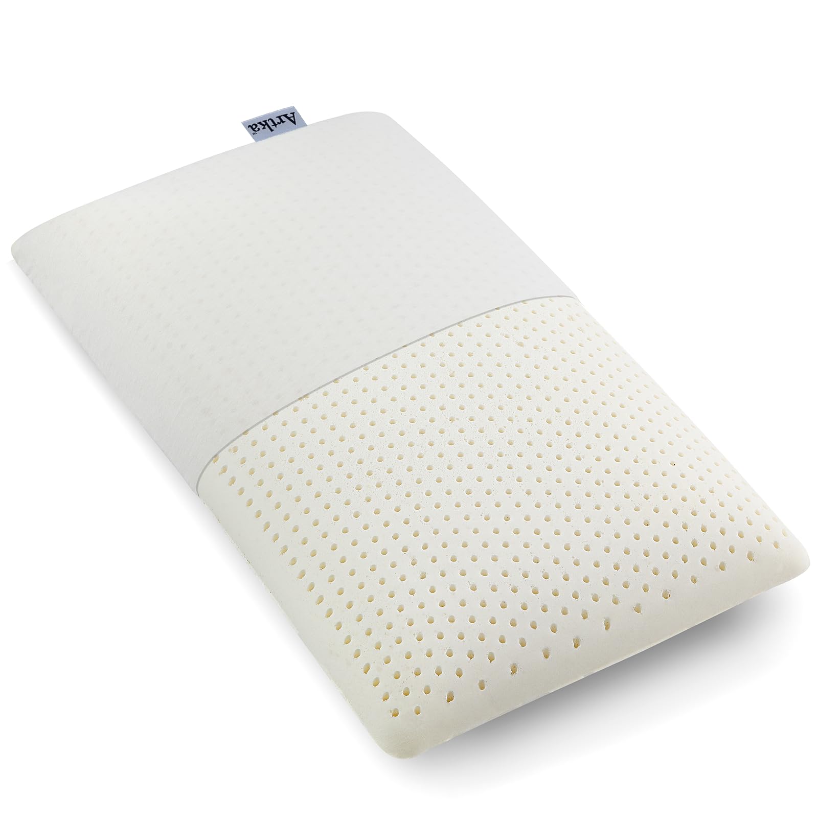 Artka Talalay 100% Natural Latex Pillow, Soft Bed Pillow For Sleeping With Removable Cotton Pillowcase, Premium Standard Size Sl